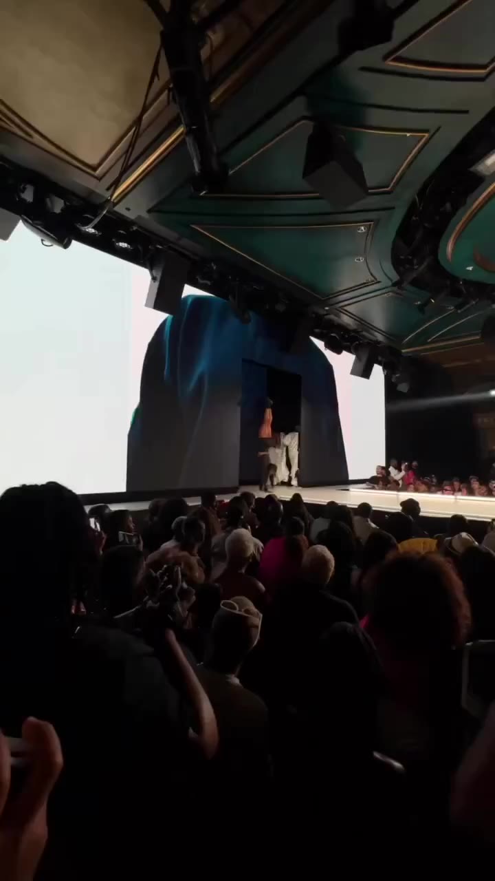 A portrait view of an event runway with an audience